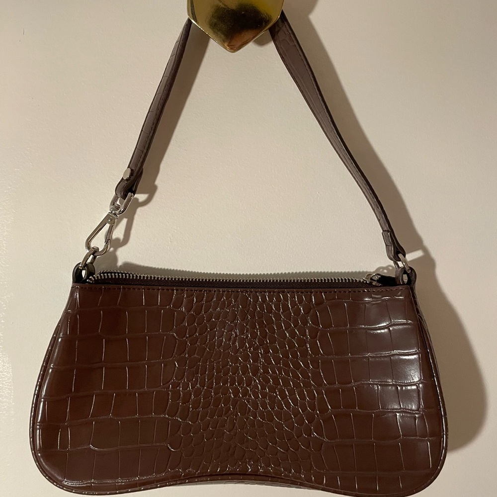 Brown croc shoulder bag